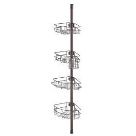 VEVOR Shower Corner Caddy Tension Pole, 56" to 114" High, Multi-Functional Shower Tension Pole with Strong Load-Bearing Tray (Default: Default)
